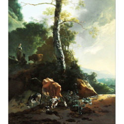 Adam Pynacker - Landscape with enraged ox