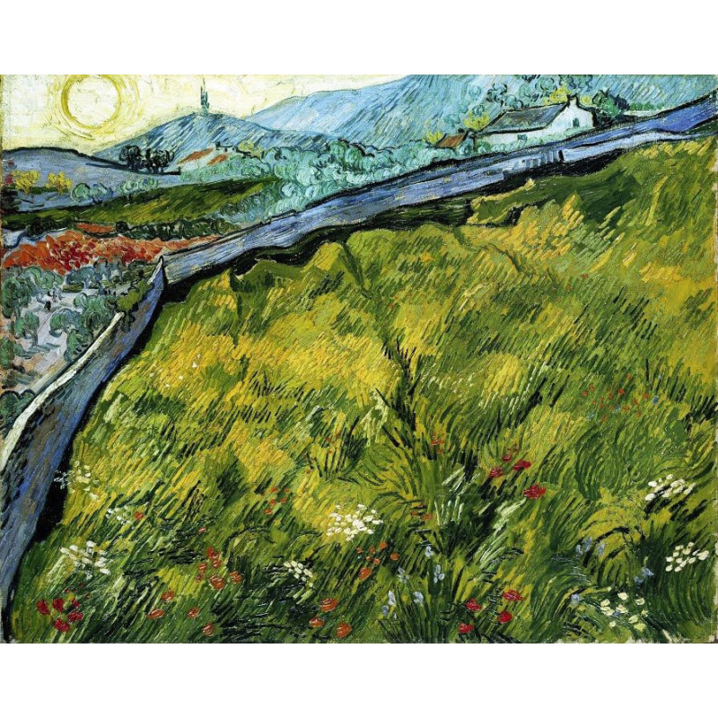 Vincent van Gogh - Enclosed wheat field with rising sun