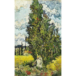 Vincent van Gogh - Cypresses with Two Women